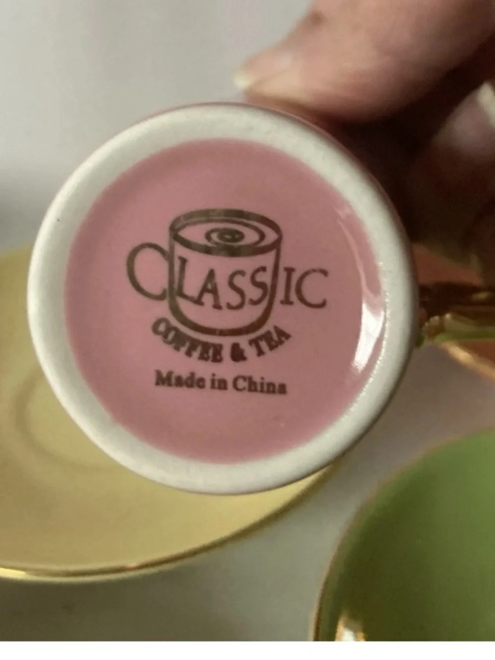 Classic Multicolor Pastel Espresso Cup and Saucer Set with Gold Trim